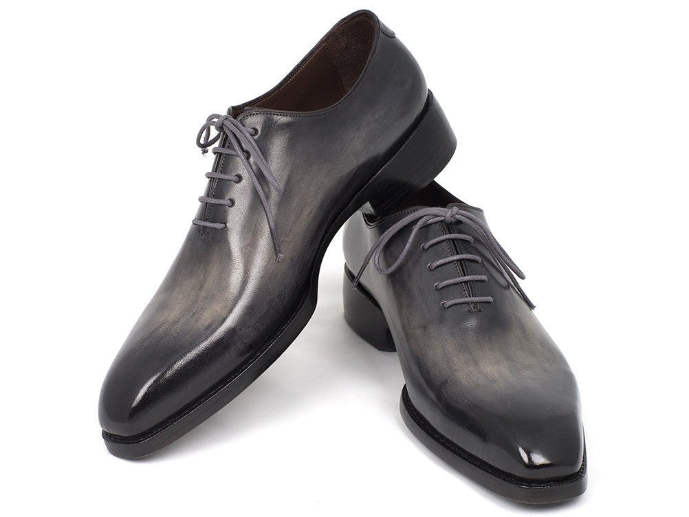 Paul Parkman Goodyear Welted Wholecut Gray And Black Hand Painted Oxfords (Id044gry) by Paul Parkman – Don't Panic Shoes