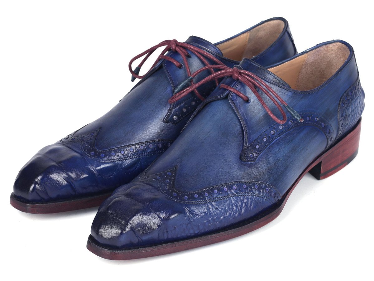 Paul Parkman Goodyear Welted Wingtip Derby Shoes Blue And Navy (Id584 - Blu) Shoes by Paul Parkman – Don't Panic Shoes