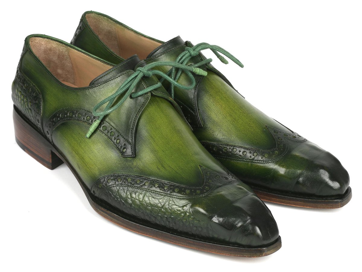 Paul Parkman Goodyear Welted Wingtip Derby Shoes Green Shoes by Paul Parkman – Don't Panic Shoes