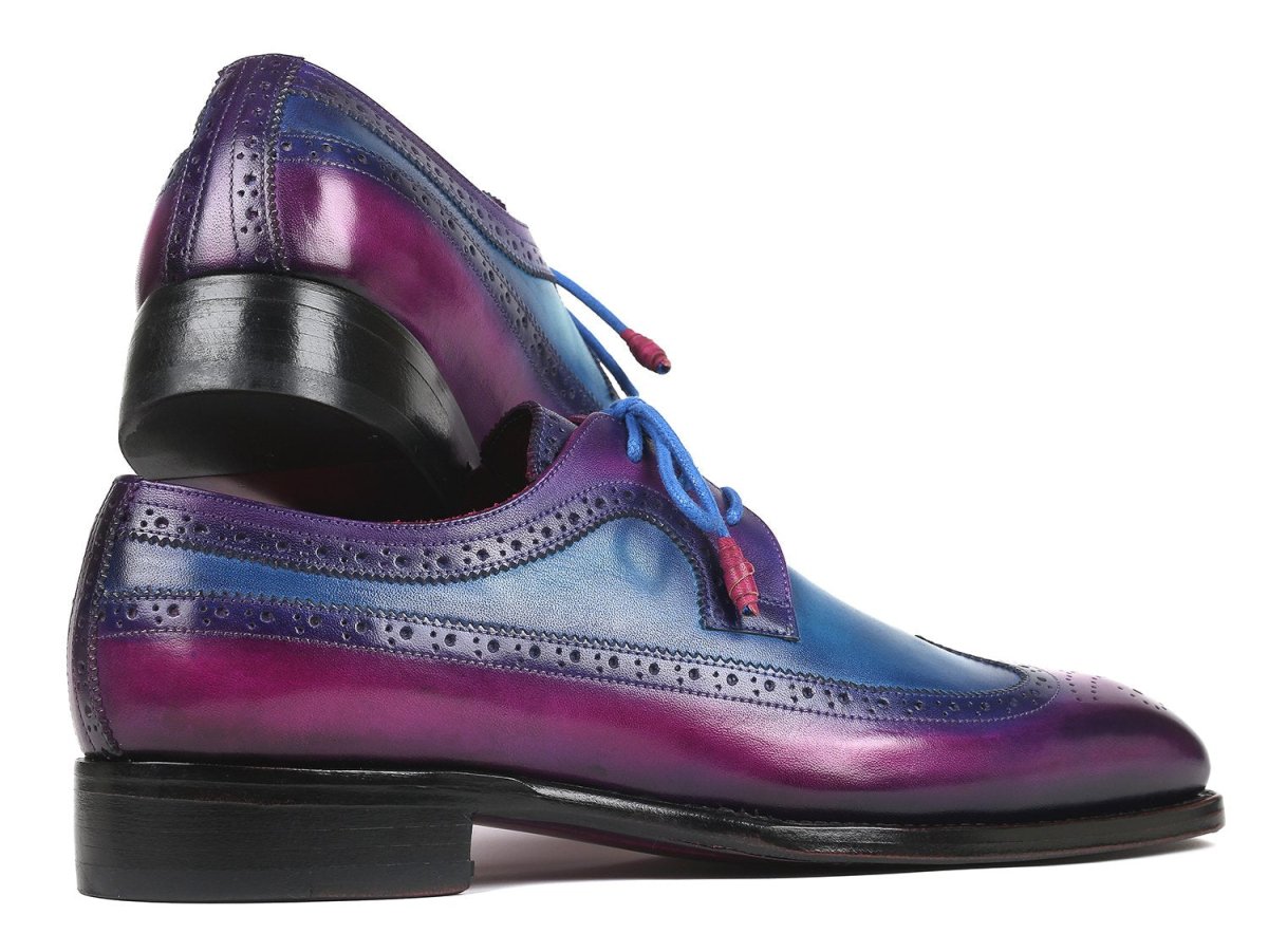 Paul Parkman Goodyear Welted WIngtip Derby Shoes in Purple And Blue Shoes by Paul Parkman – Don't Panic Shoes