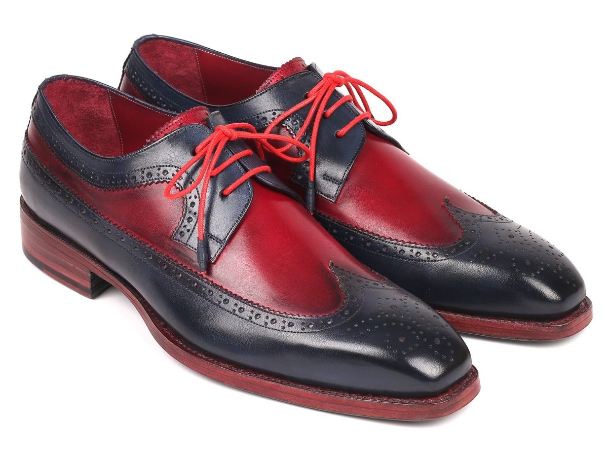Paul Parkman Goodyear Welted Wingtip Derby Shoes Navy And Bordeaux (Id511n85) by Paul Parkman – Don't Panic Shoes