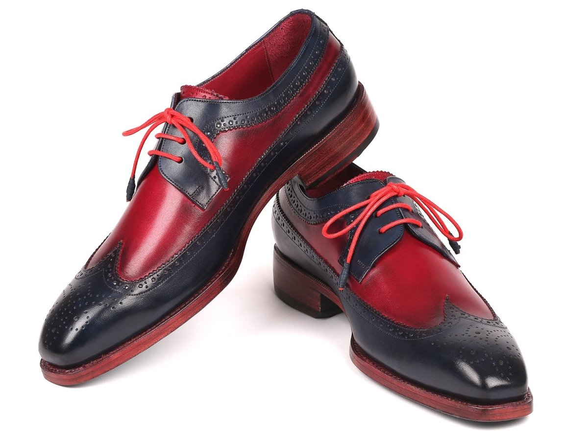 Paul Parkman Goodyear Welted Wingtip Derby Shoes Navy And Bordeaux (Id511n85) by Paul Parkman – Don't Panic Shoes