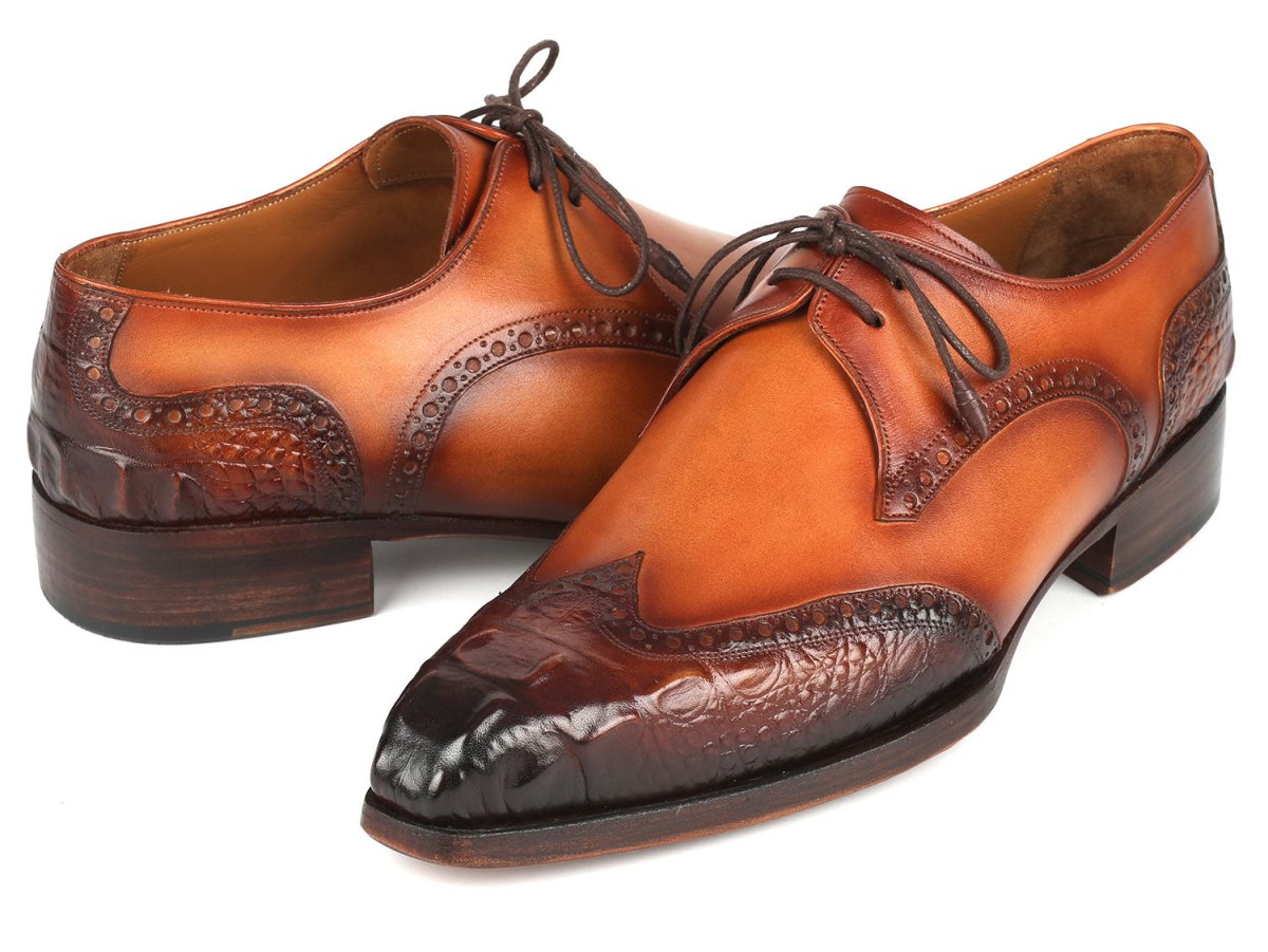 Paul Parkman Goodyear Welted Wingtip Derby Shoes Olive And Tan (Id584 - Olv) Shoes by Paul Parkman – Don't Panic Shoes