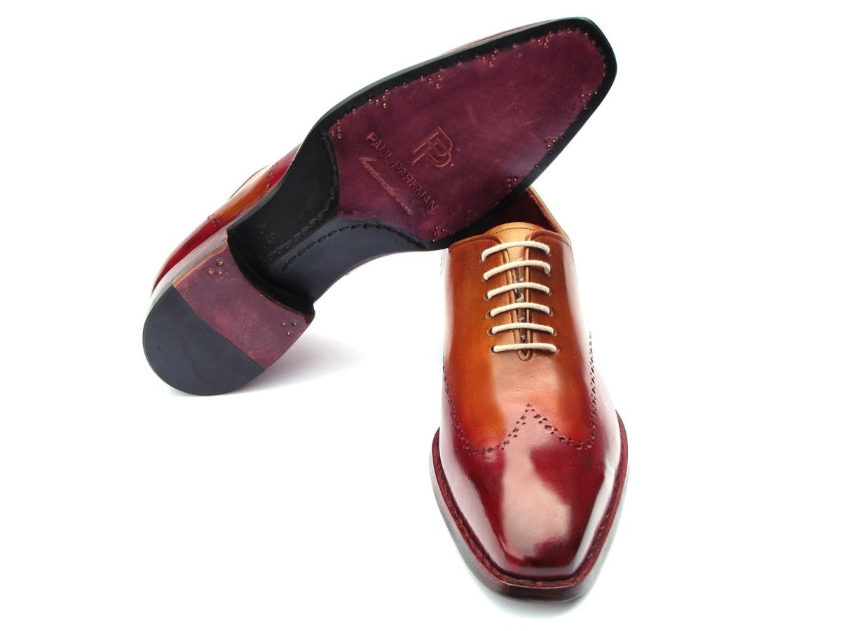Paul Parkman Goodyear Welted Wingtip Oxfords Bordeaux And Camel (Id081 - Rdt) by Paul Parkman – Don't Panic Shoes