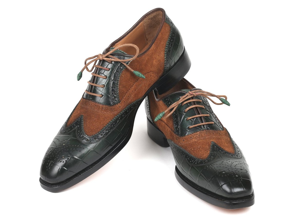 Paul Parkman Goodyear Welted Wingtip Oxfords Brown And Green (Id9941 - Bwg) by Paul Parkman – Don't Panic Shoes