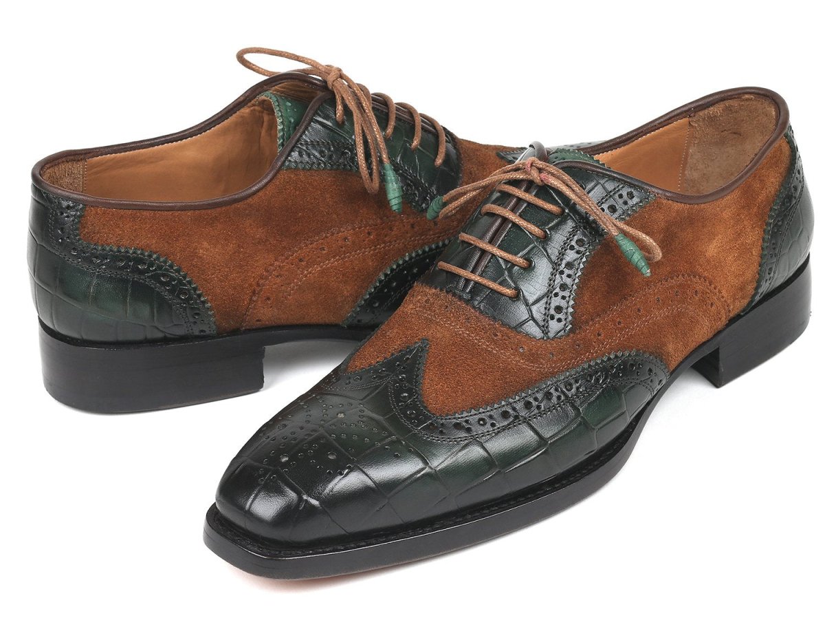 Paul Parkman Goodyear Welted Wingtip Oxfords Brown And Green (Id9941 - Bwg) by Paul Parkman – Don't Panic Shoes