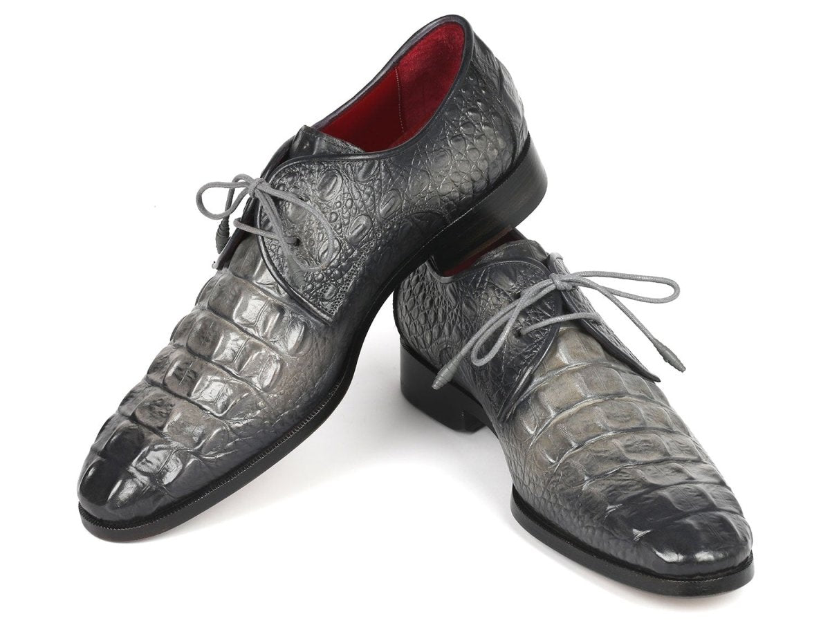 Paul Parkman Gray Crocodile Embossed Calfskin Derby Shoes (Id1438gry) by Paul Parkman – Don't Panic Shoes