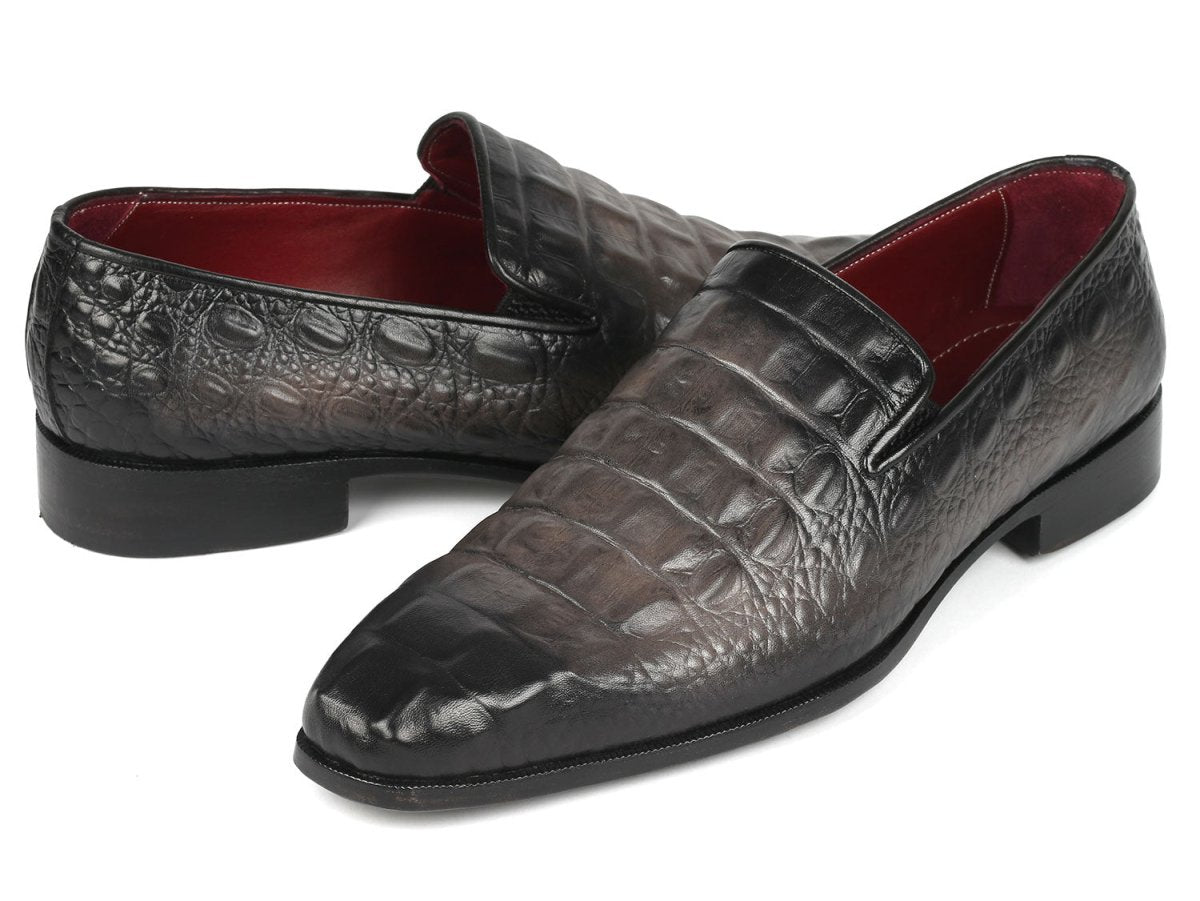 Paul Parkman Gray Crocodile Embossed Calfskin Loafers (Id5576 - Gry) Shoes by Paul Parkman – Don't Panic Shoes