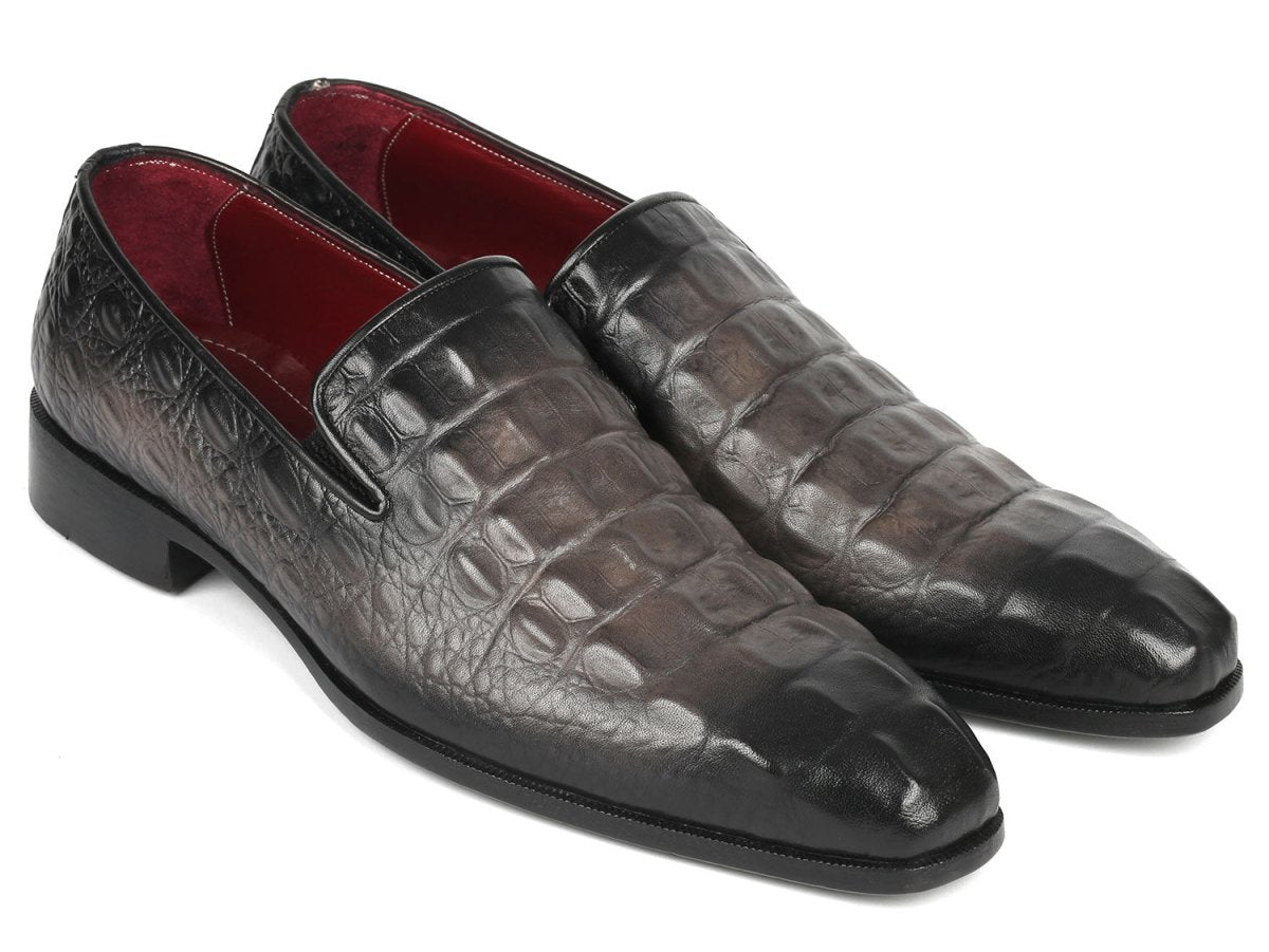 Paul Parkman Gray Crocodile Embossed Calfskin Loafers (Id5576 - Gry) Shoes by Paul Parkman – Don't Panic Shoes