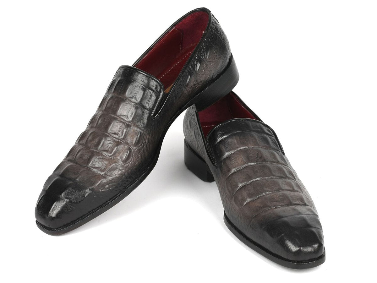 Paul Parkman Gray Crocodile Embossed Calfskin Loafers Shoes by Paul Parkman – Don't Panic Shoes