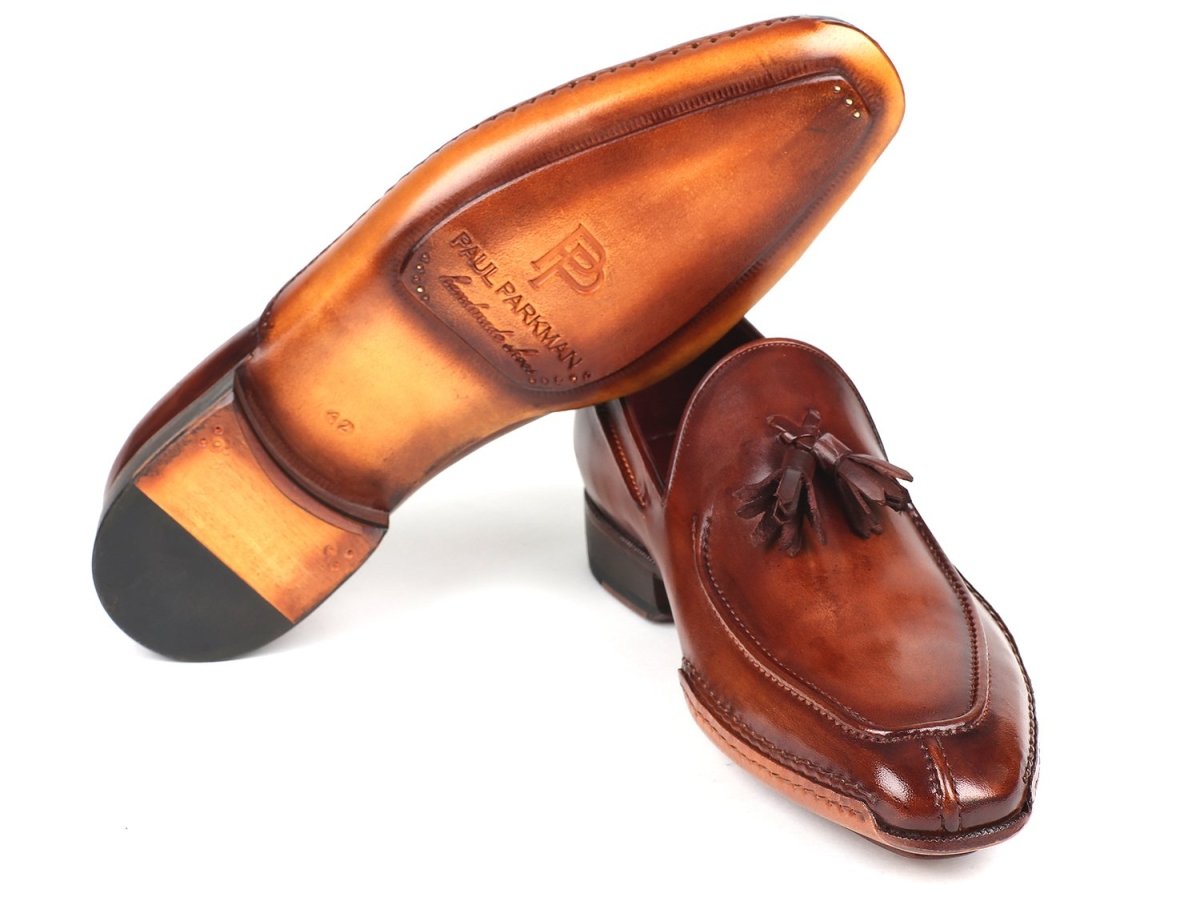 Paul Parkman Hand - Sewn Tassel Loafers In Brown Shoes by Paul Parkman – Don't Panic Shoes