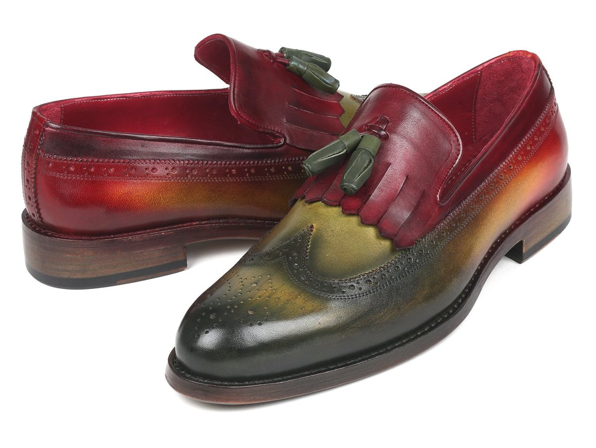 Paul Parkman Kiltie Tassel Loafer In Green And Bordeaux Shoes by Paul Parkman – Don't Panic Shoes
