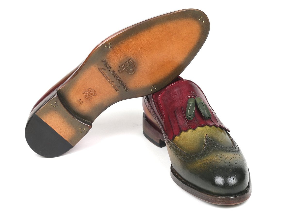 Paul Parkman Kiltie Tassel Loafer In Green And Bordeaux Shoes by Paul Parkman – Don't Panic Shoes