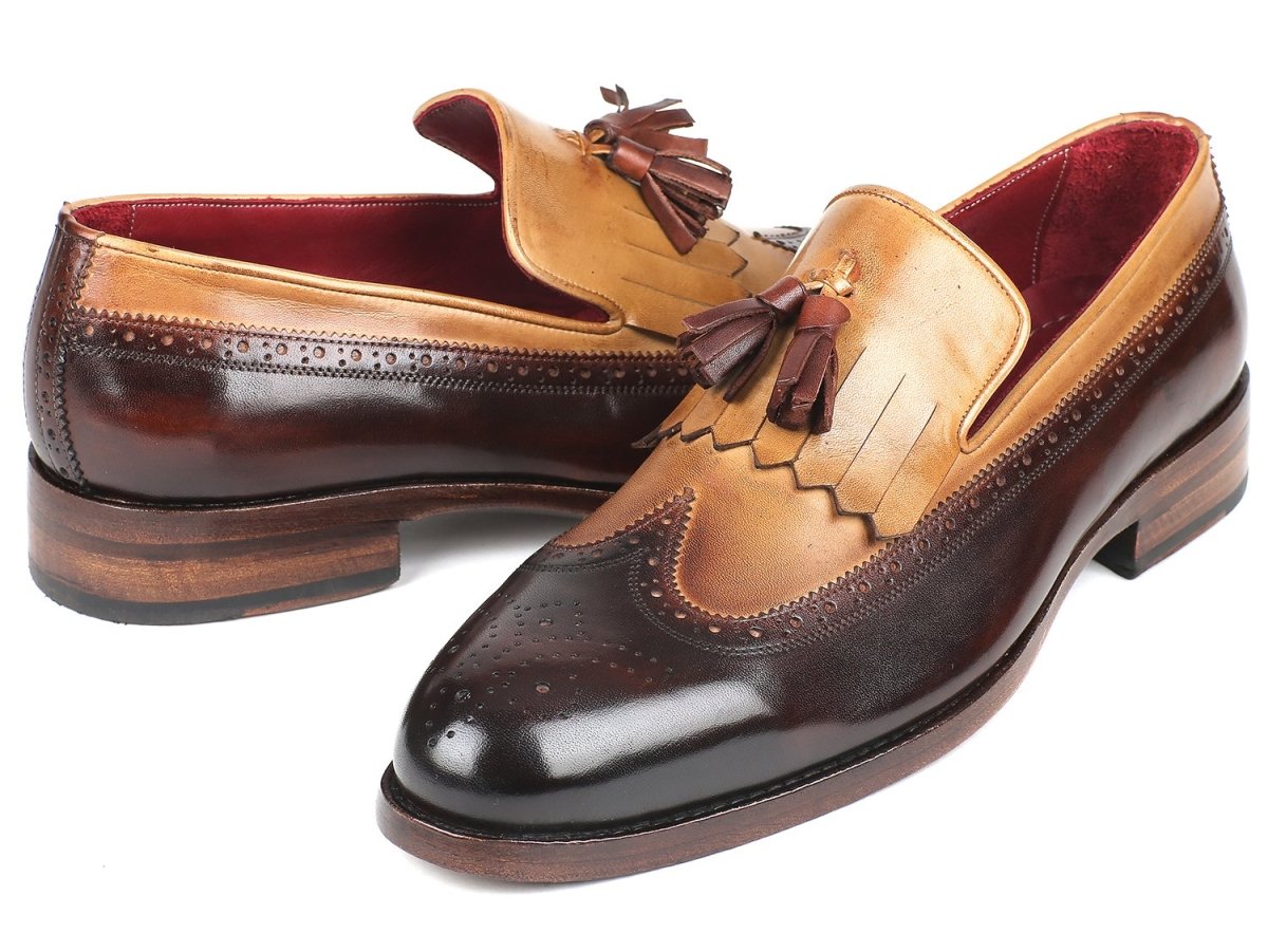 Paul Parkman Kiltie Tassel Loafers In Beige And Brown Shoes by Paul Parkman – Don't Panic Shoes