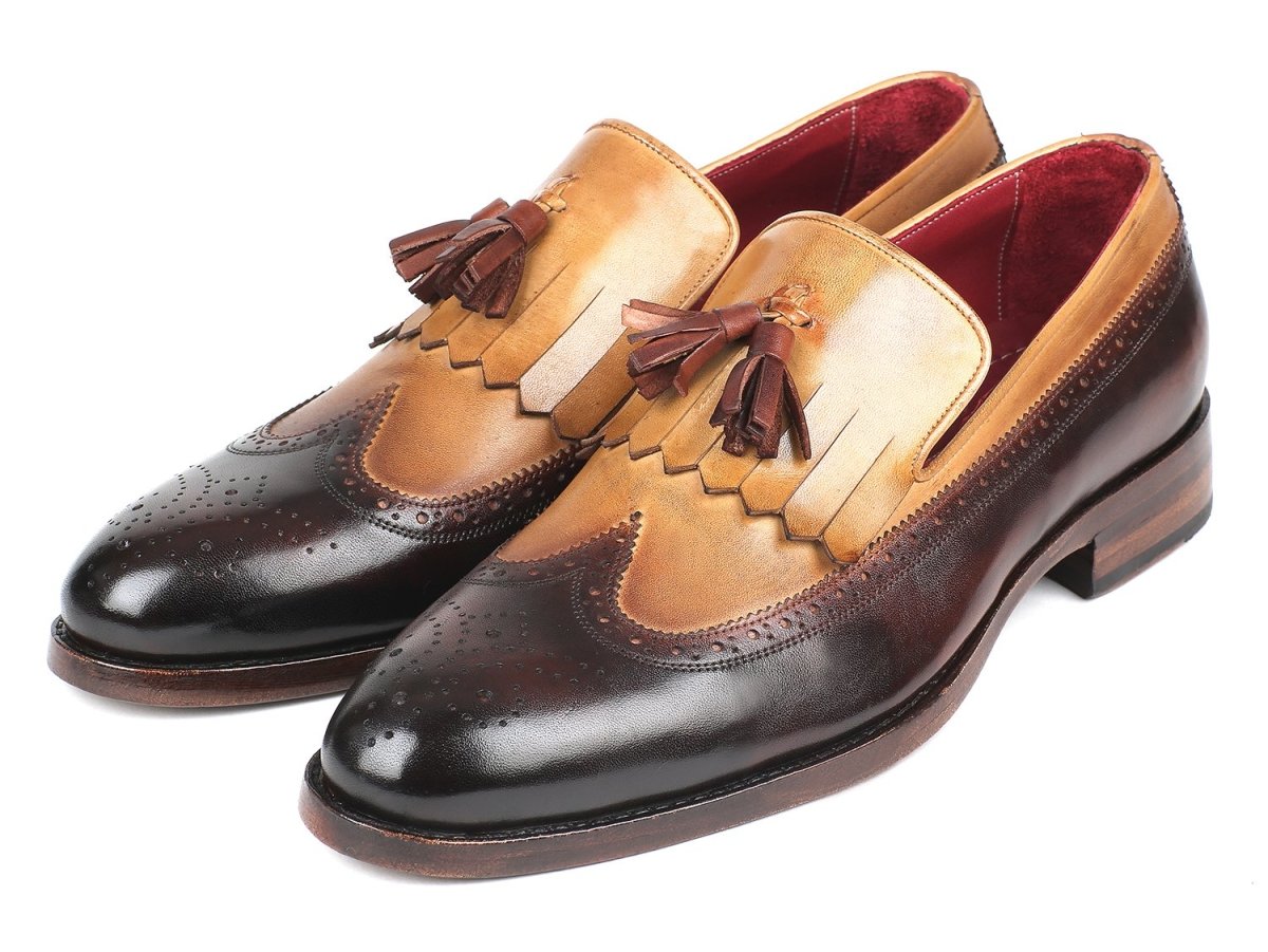 Paul Parkman Kiltie Tassel Loafers In Beige And Brown Shoes by Paul Parkman – Don't Panic Shoes