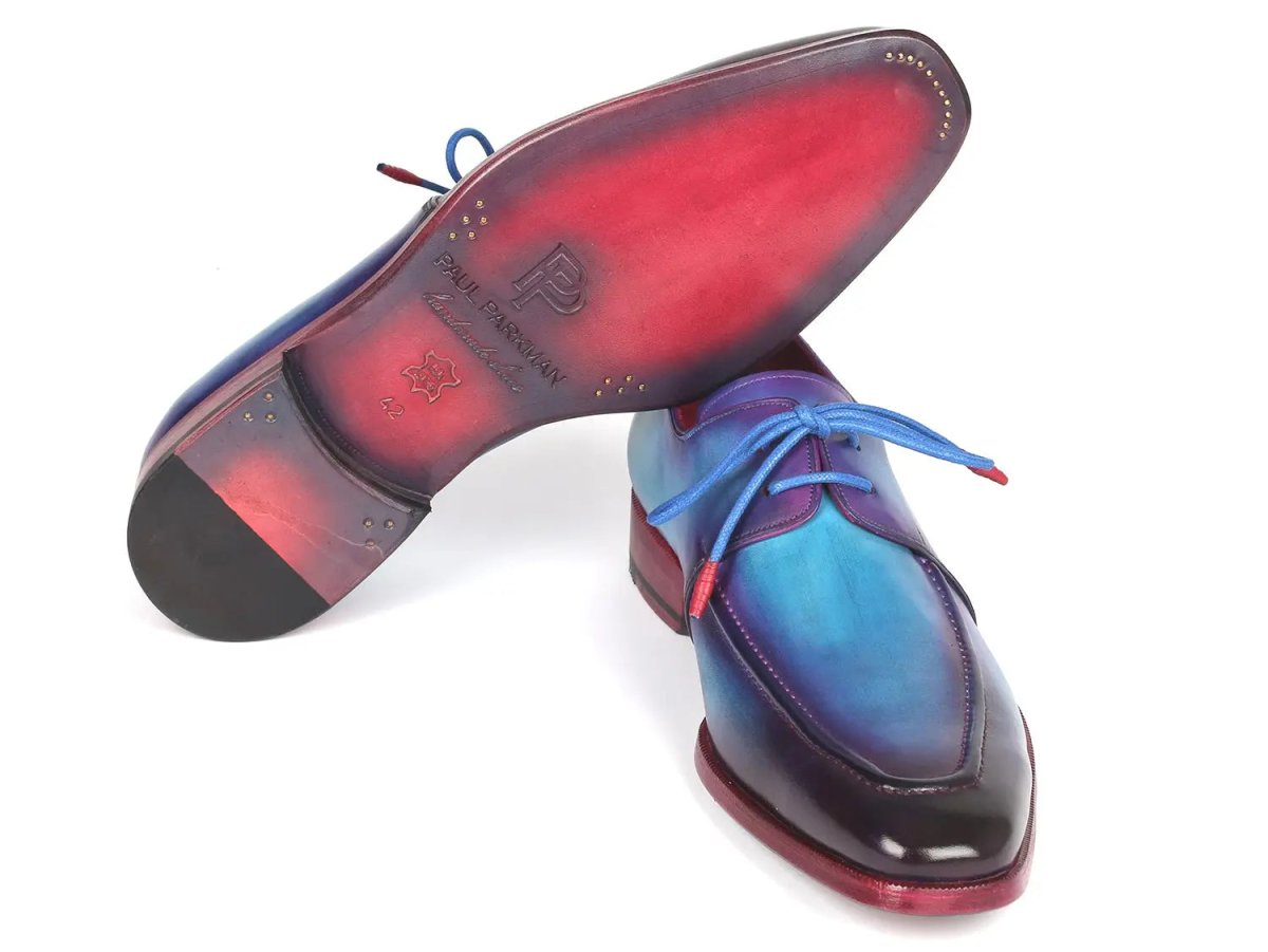Paul Parkman Men's Apron Derby Shoes In Turquoise And Purple Shoes by Paul Parkman – Don't Panic Shoes
