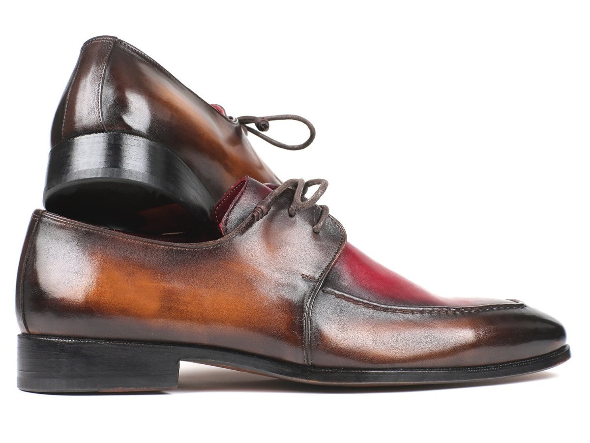 Paul Parkman Men's Apron Leather Derby Shoes In Brown And Bordeaux Dual Tone Shoes by Paul Parkman β Don't Panic Shoes