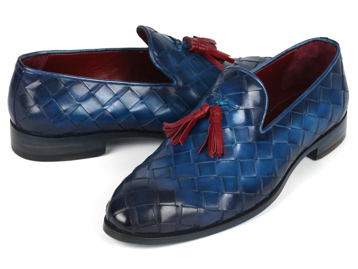 Paul Parkman Men's Big Braided Tassel Loafers Blue Shoes by Paul Parkman – Don't Panic Shoes