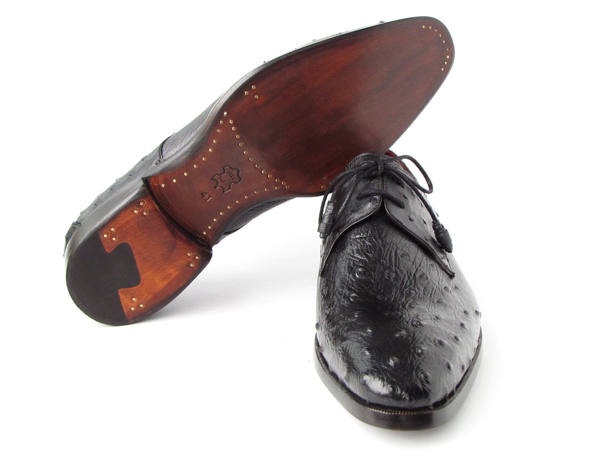Paul Parkman Men's Black Genuine Ostrich Derby Shoes (Id33b76 - Blk) Shoes by Paul Parkman – Don't Panic Shoes