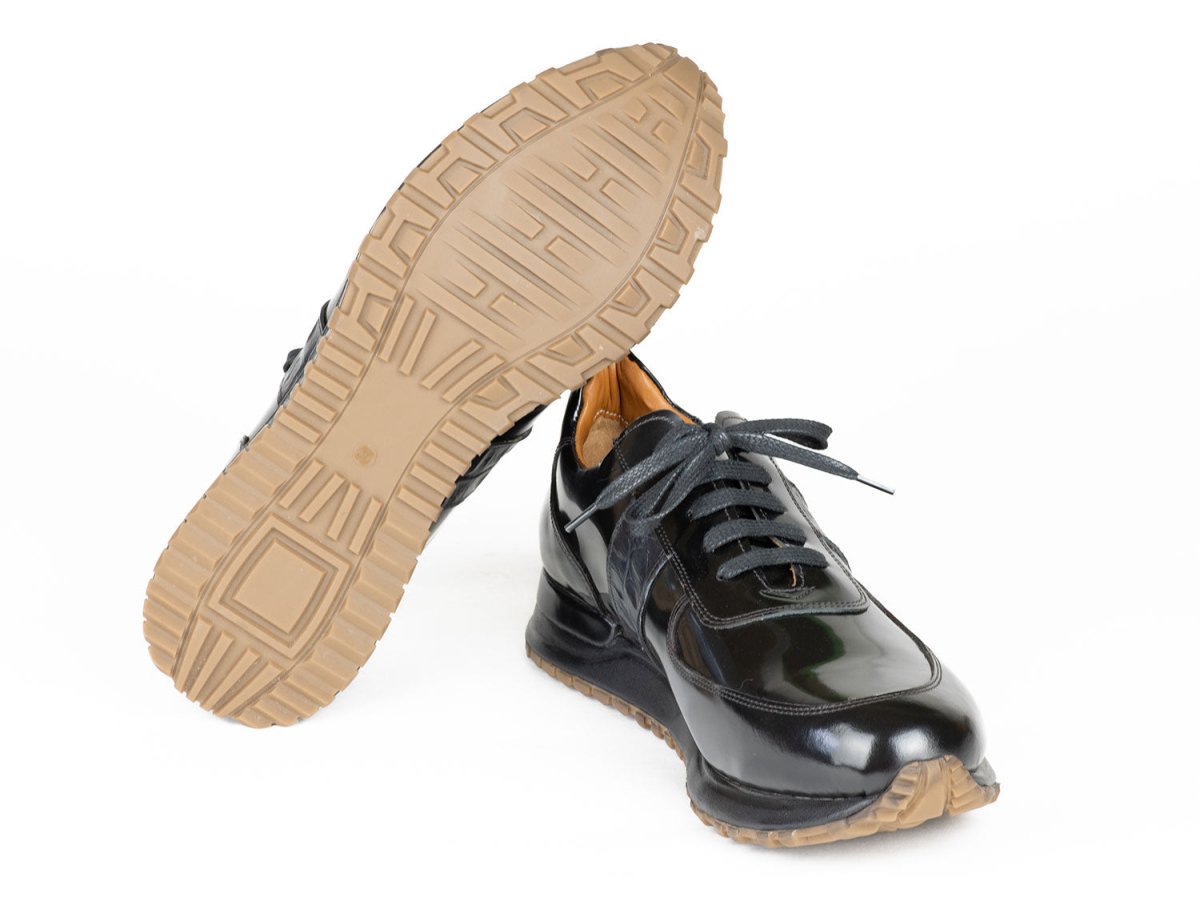 Paul Parkman Men's Black Polished Leather Sneakers (IdLp208blk) Shoes by Paul Parkman – Don't Panic Shoes