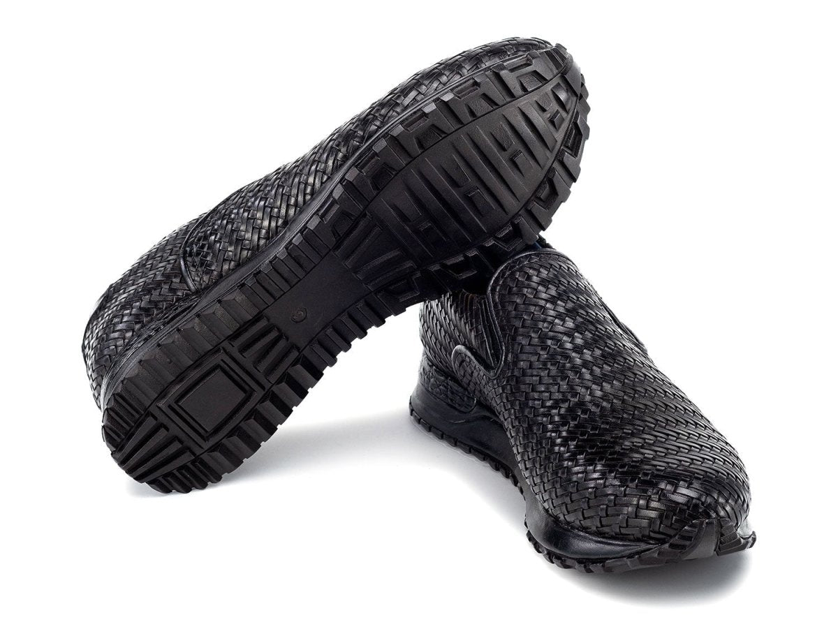 Paul Parkman Men's Black Woven Leather Slip - On Sneakers (IdLw204blk) Shoes by Paul Parkman – Don't Panic Shoes