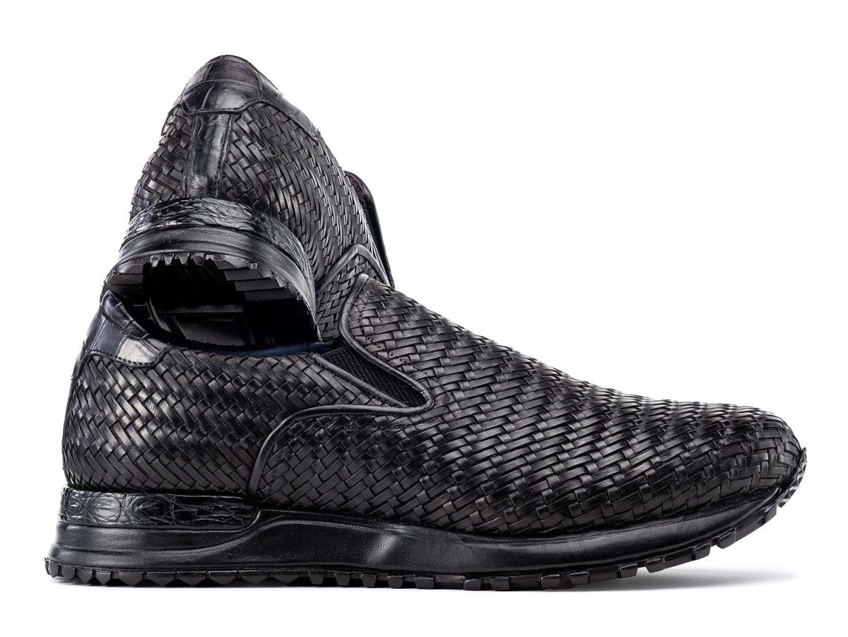 Paul Parkman Men's Black Woven Leather Slip - On Sneakers (IdLw204blk) Shoes by Paul Parkman – Don't Panic Shoes