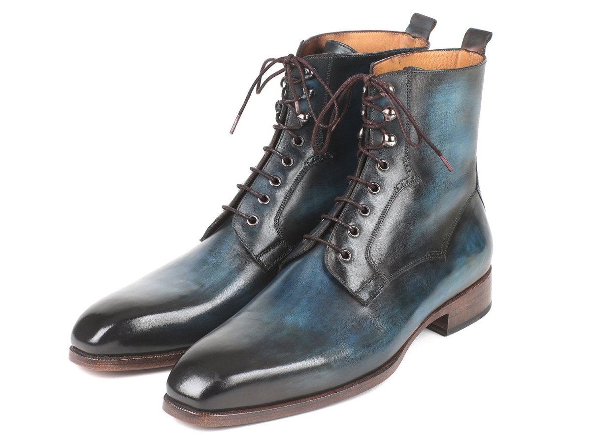 Paul Parkman Men's Blue And Brown Leather Boots (IdBt548aw) by Paul Parkman – Don't Panic Shoes
