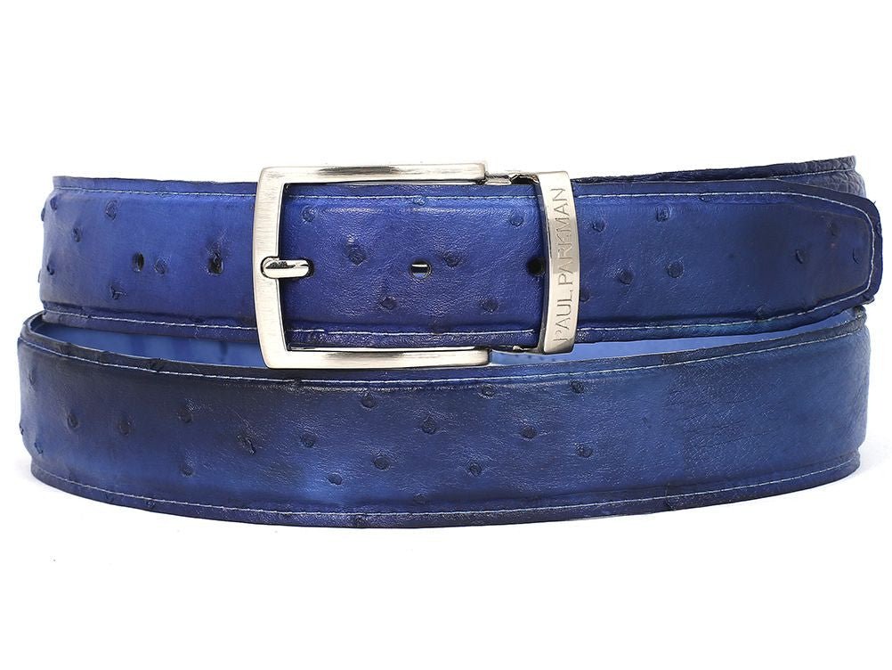 Paul Parkman Men's Blue Genuine Ostrich Belt (IdB04 - Blu) Shoes by Paul Parkman – Don't Panic Shoes
