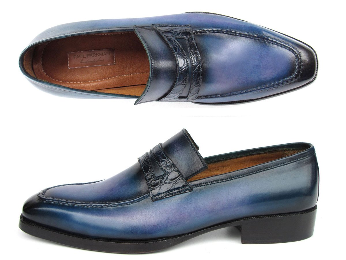 Paul Parkman Men's Blue Patina Handmade Loafers (Id6944 - Blu) Shoes by Paul Parkman – Don't Panic Shoes