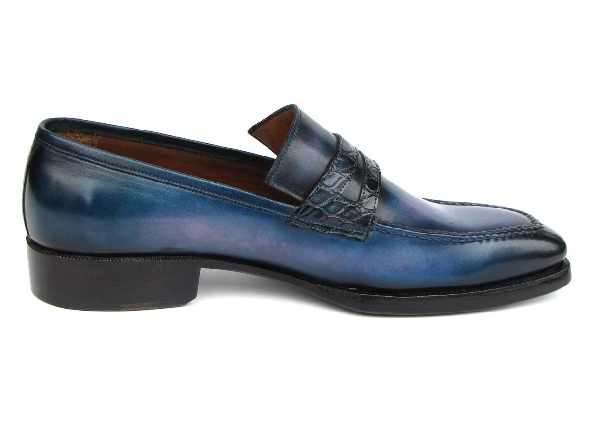 Paul Parkman Men's Blue Patina Handmade Loafers Shoes by Paul Parkman – Don't Panic Shoes