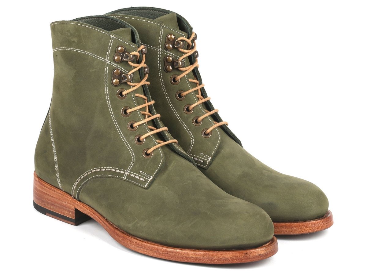 Paul Parkman Men's Boots Green Nubuck (824ngr33) by Paul Parkman – Don't Panic Shoes