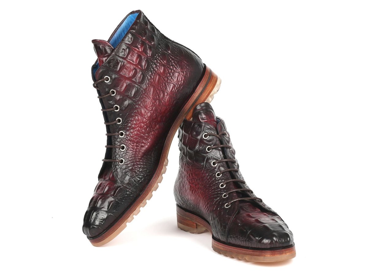 Paul Parkman Men's Bordeaux Croco Embossed Leather Boots (12811 - Brd) by Paul Parkman – Don't Panic Shoes