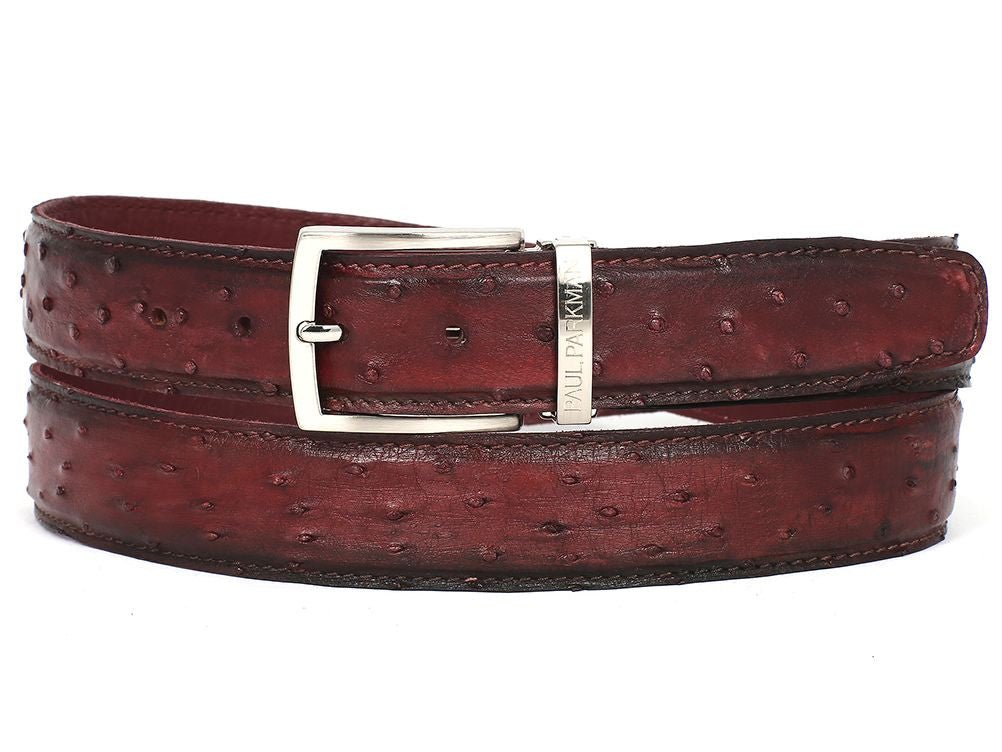 Paul Parkman Men's Bordeaux Genuine Ostrich Belt (IdB04 - Brd) Shoes by Paul Parkman – Don't Panic Shoes