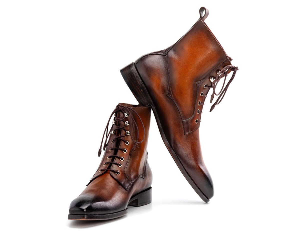 Paul Parkman Men's Brown Burnished Leather Lace - Up Boots (IdBt534 - Brw) by Paul Parkman – Don't Panic Shoes