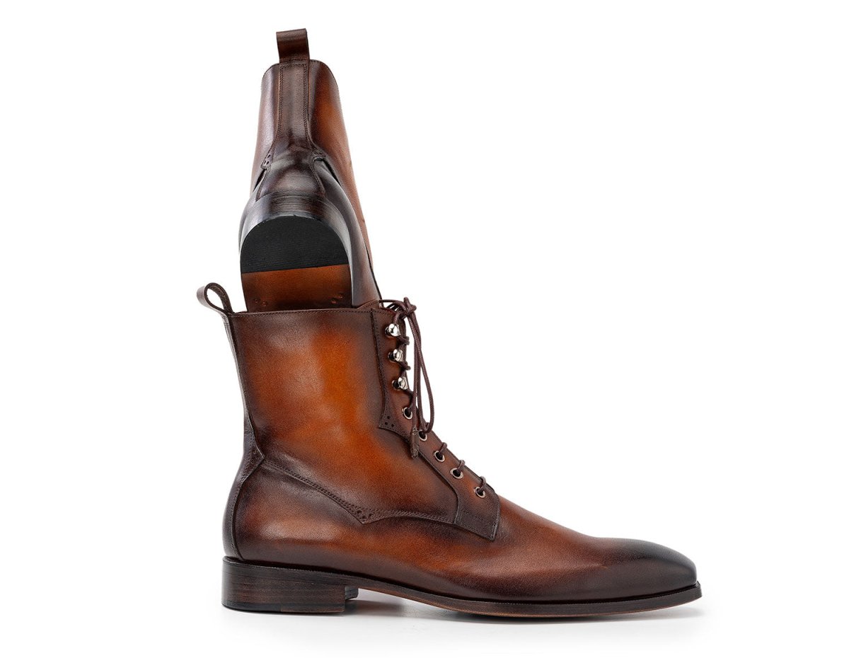 Paul Parkman Men's Brown Burnished Leather Lace - Up Boots (IdBt534 - Brw) by Paul Parkman – Don't Panic Shoes