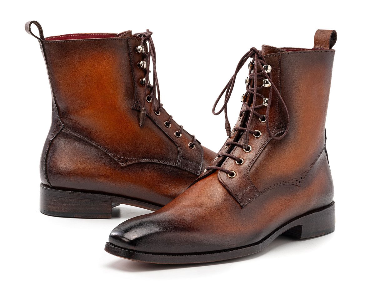 Paul Parkman Men's Brown Burnished Leather Lace - Up Boots (IdBt534 - Brw) by Paul Parkman – Don't Panic Shoes