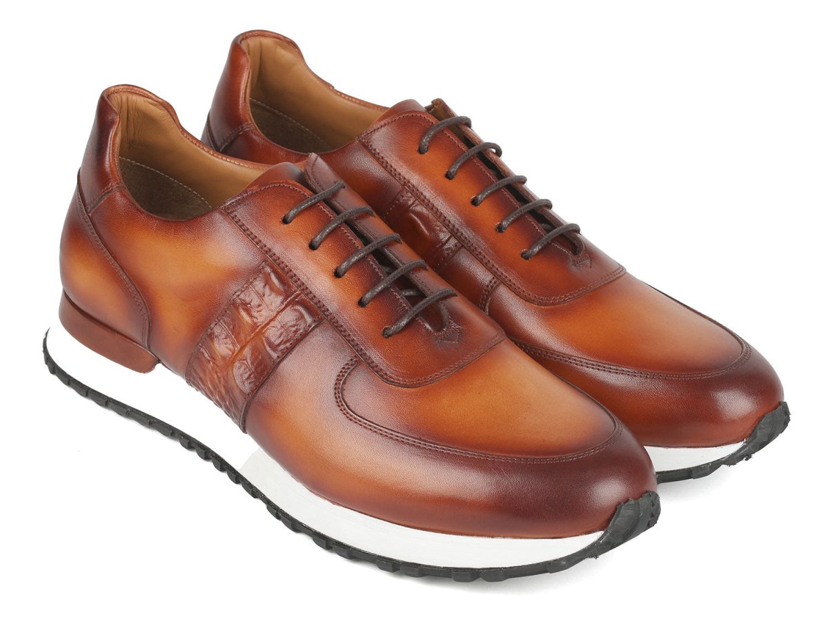 Paul Parkman Men's Brown Hand - Painted Sneakers Shoes by Paul Parkman – Don't Panic Shoes