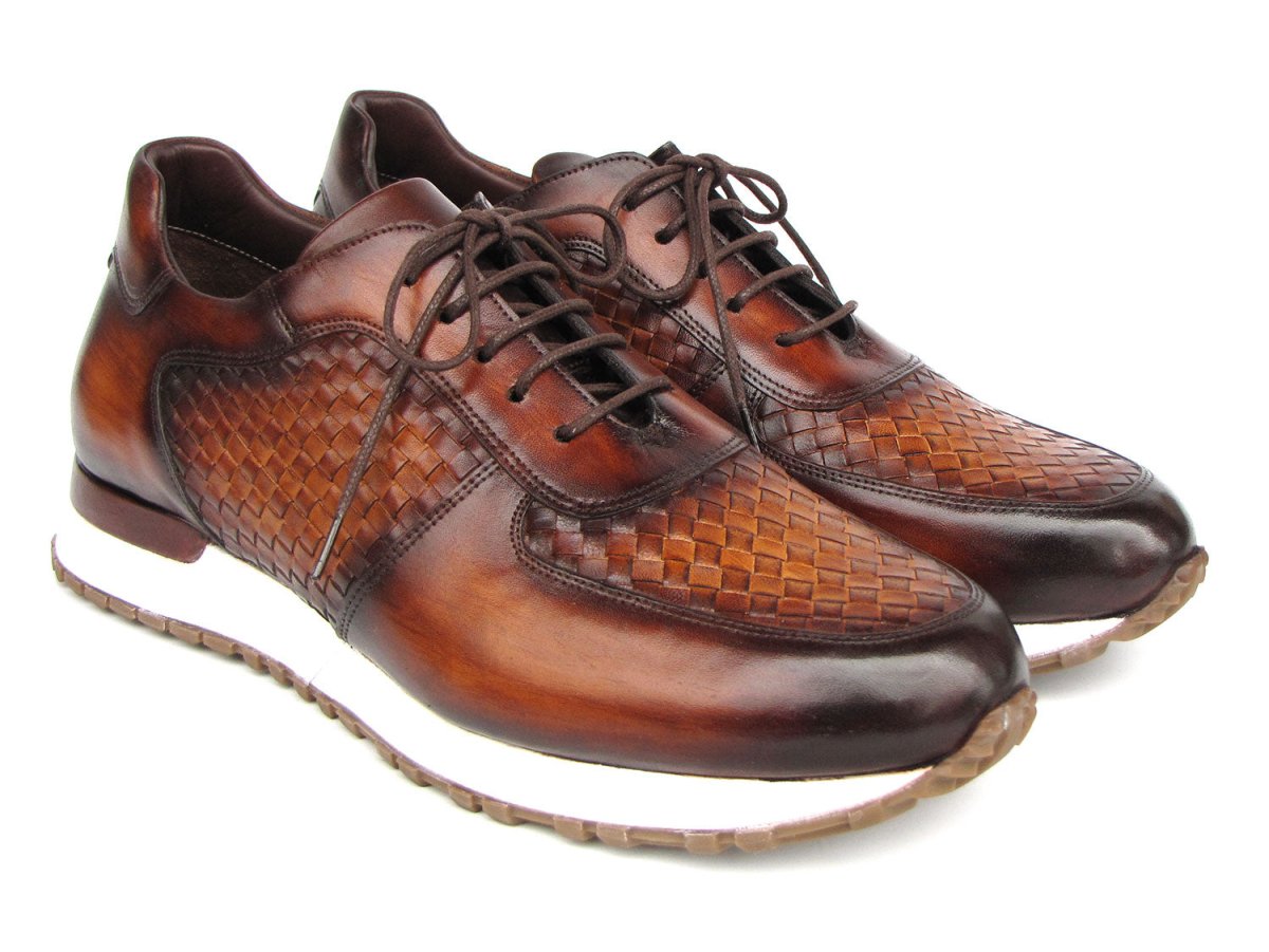Paul Parkman Men's Brown Hand - Painted Woven Leather Sneakers (IdLw205brw) Shoes by Paul Parkman – Don't Panic Shoes