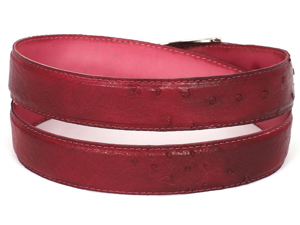Paul Parkman Men's Burgundy Genuine Ostrich Belt (IdB04 - Bur) Shoes by Paul Parkman – Don't Panic Shoes