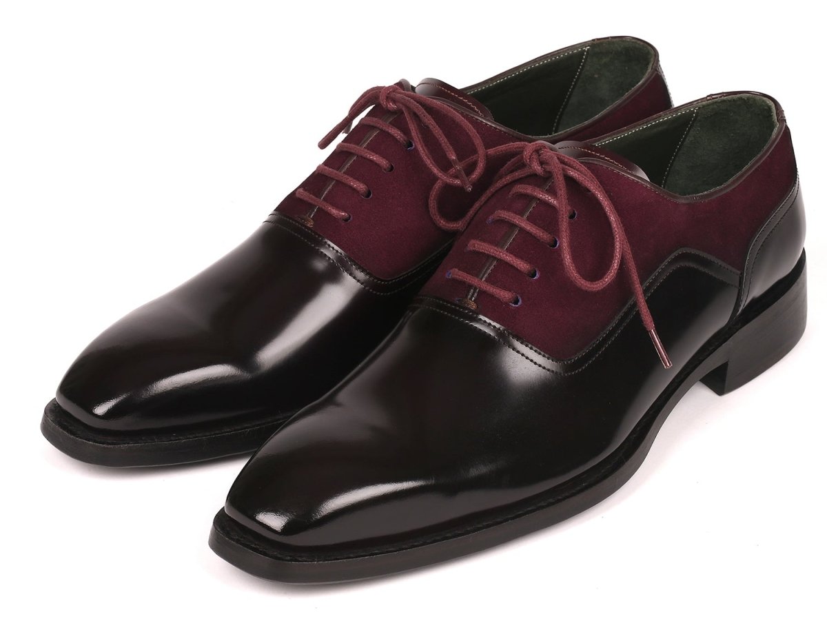 Paul Parkman Men's Burgundy Suede And Black Patent Oxfords (Id17bur85) by Paul Parkman – Don't Panic Shoes