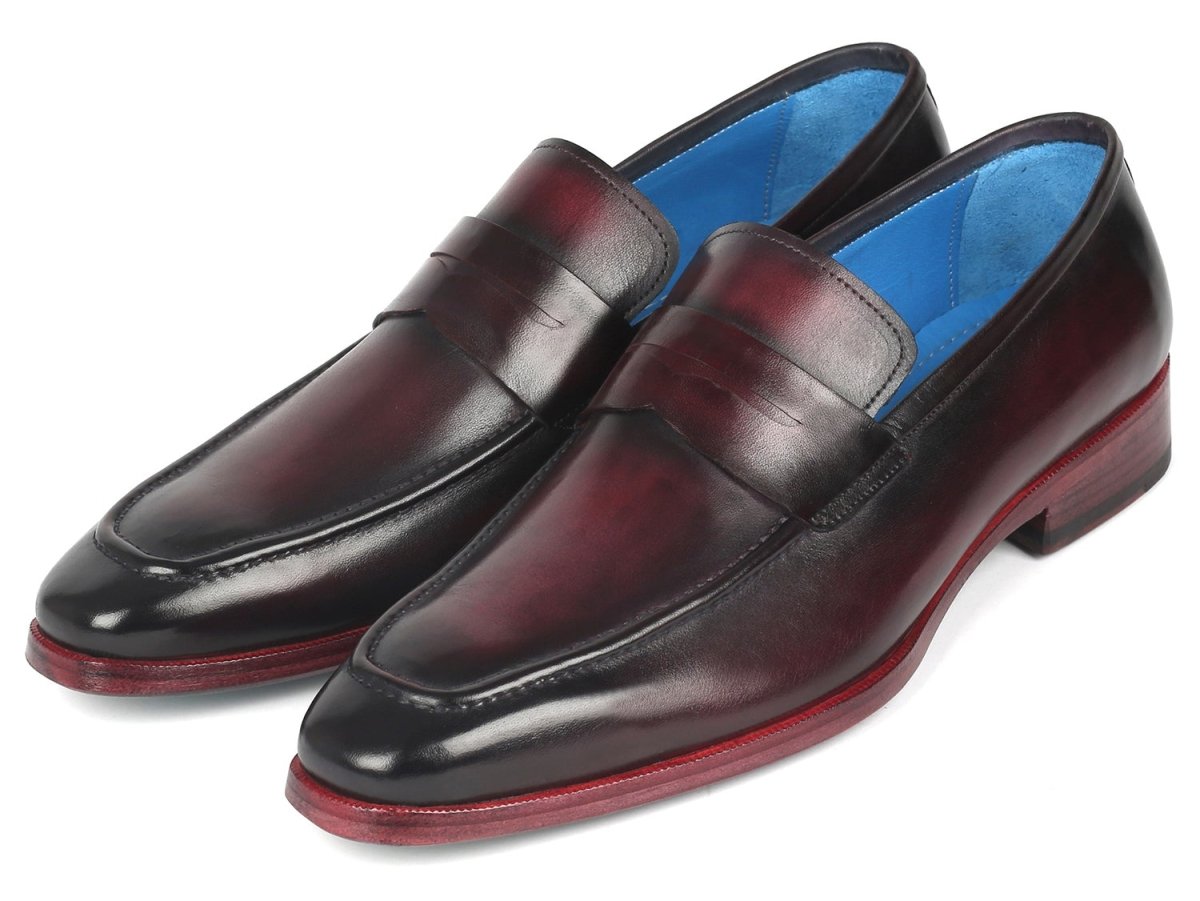 Paul Parkman Men's Burnished Penny Loafers In Purple Shoes by Paul Parkman – Don't Panic Shoes