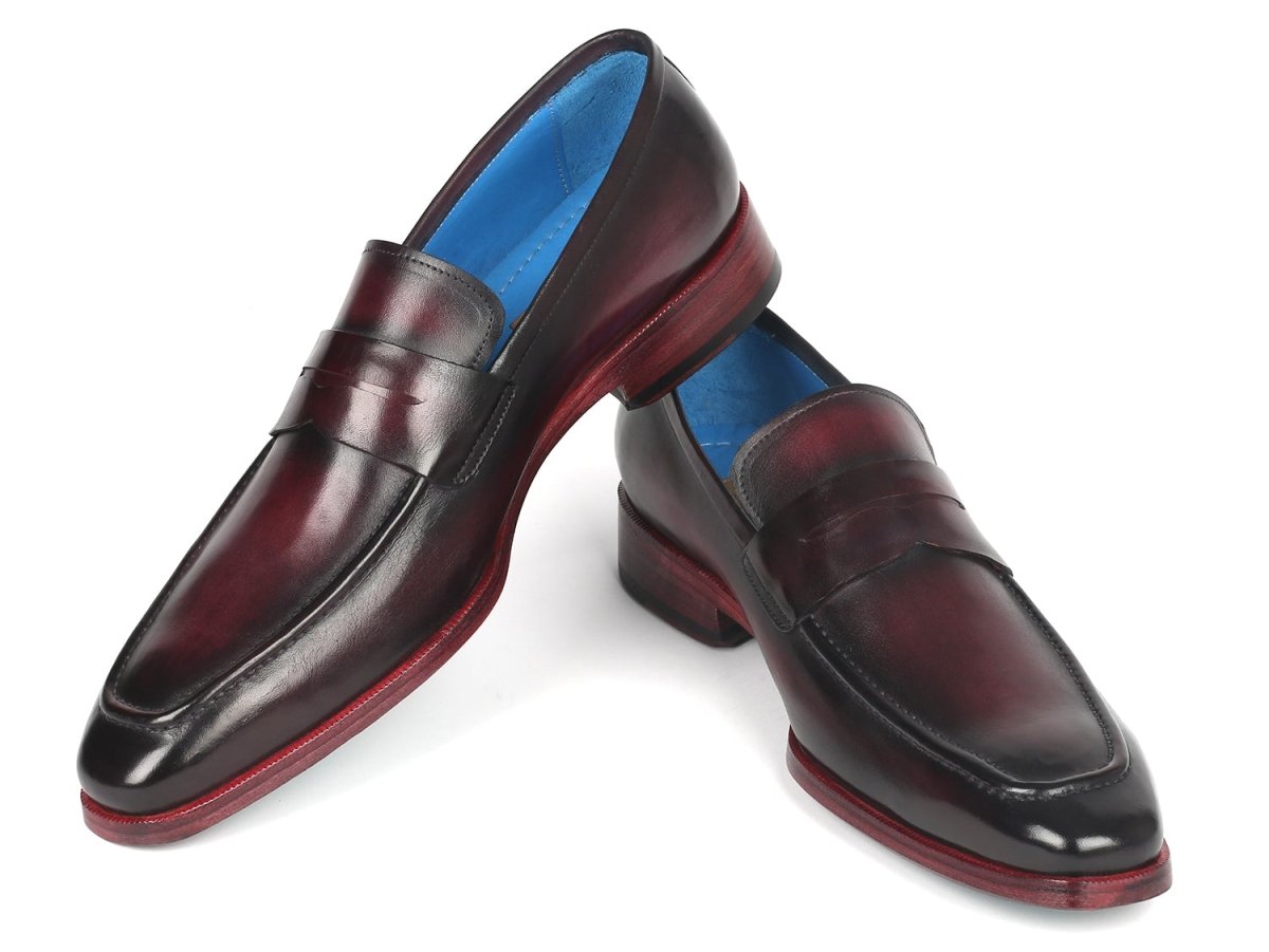 Paul Parkman Men's Burnished Penny Loafers In Purple Shoes by Paul Parkman – Don't Panic Shoes