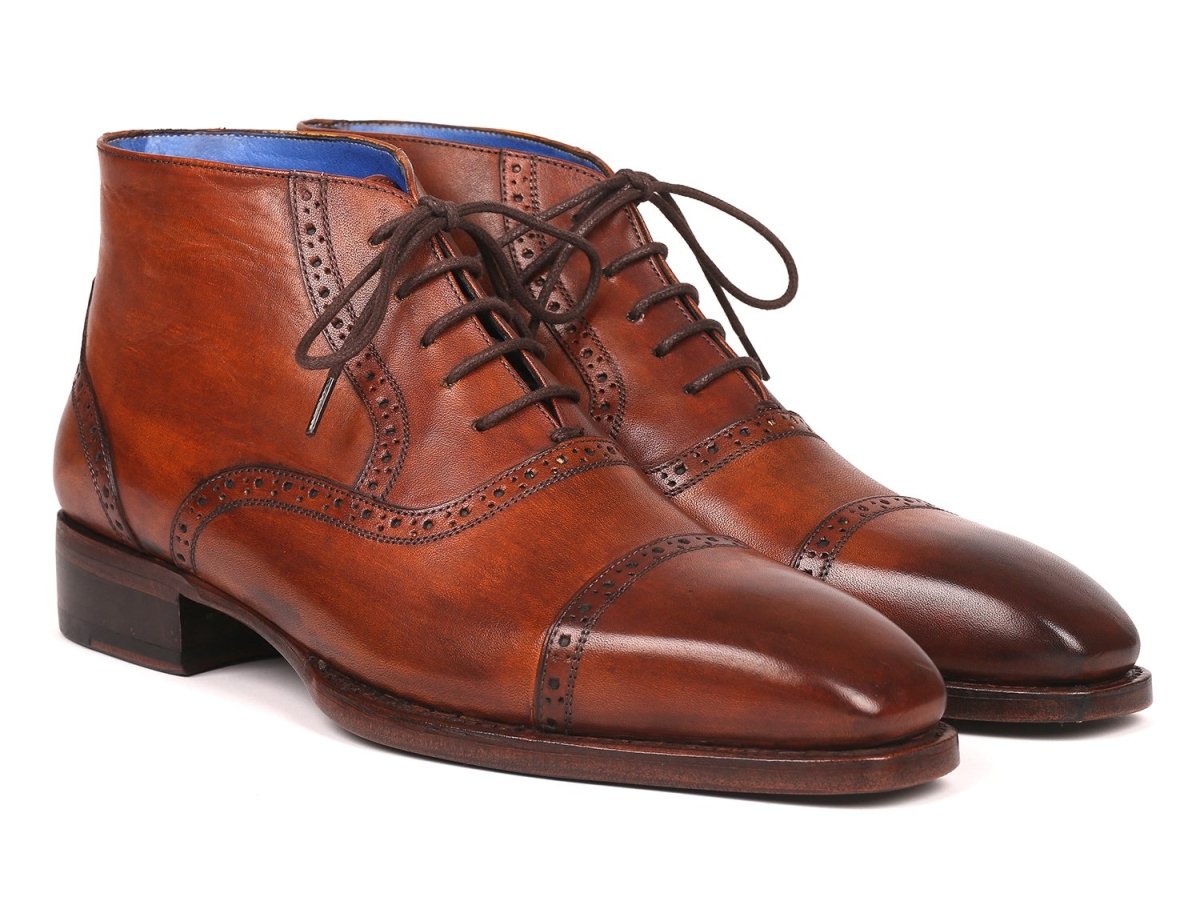 Paul Parkman Men's Cap Toe Ankle Boots In Antique Brown Shoes by Paul Parkman – Don't Panic Shoes
