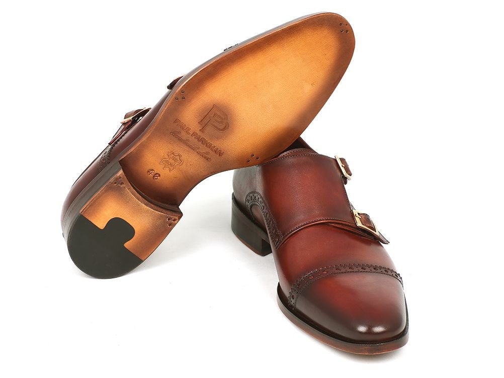 Paul Parkman Men's Cap - Toe Double Monkstraps Camel And Light Brown (Id0457 - Cml) by Paul Parkman – Don't Panic Shoes