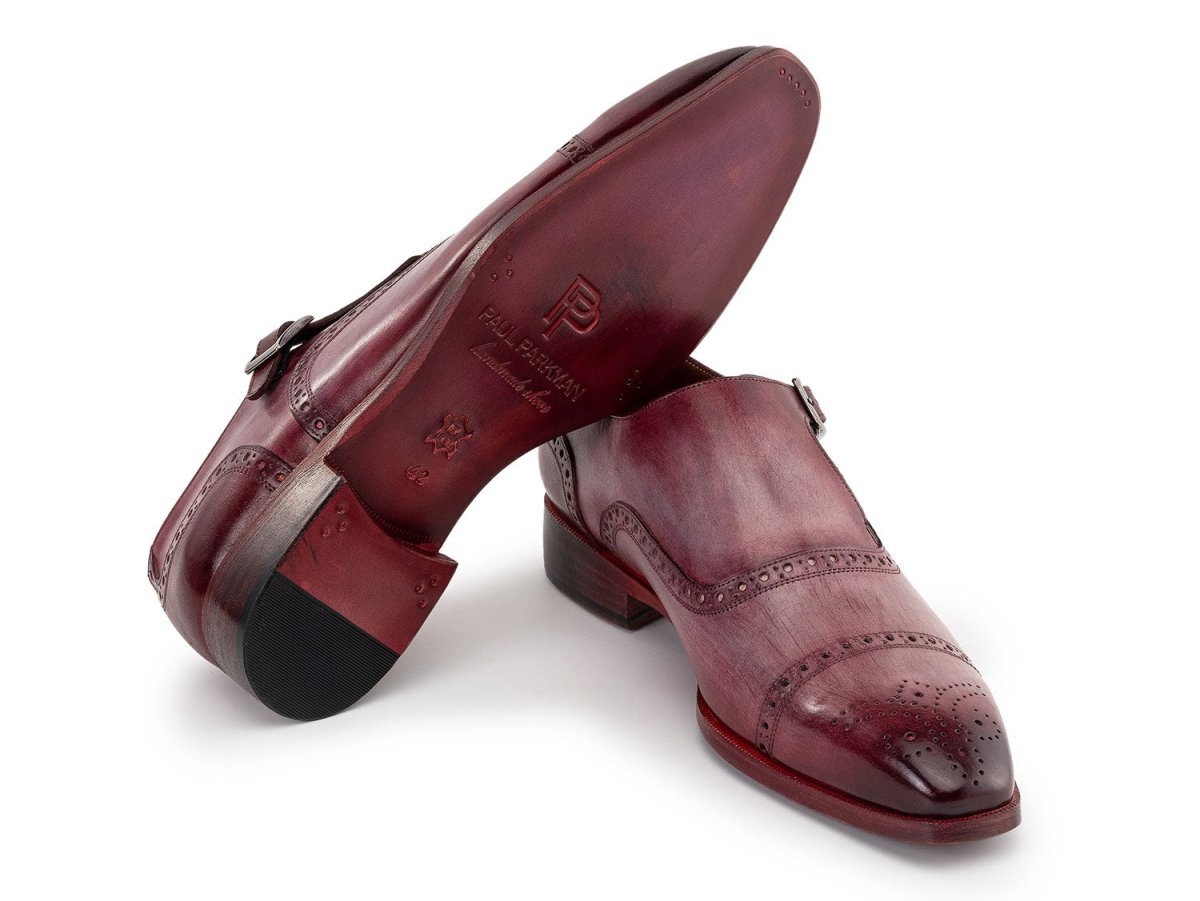 Paul Parkman Men's Cap Toe Monkstrap Shoes In Burgundy Shoes by Paul Parkman – Don't Panic Shoes
