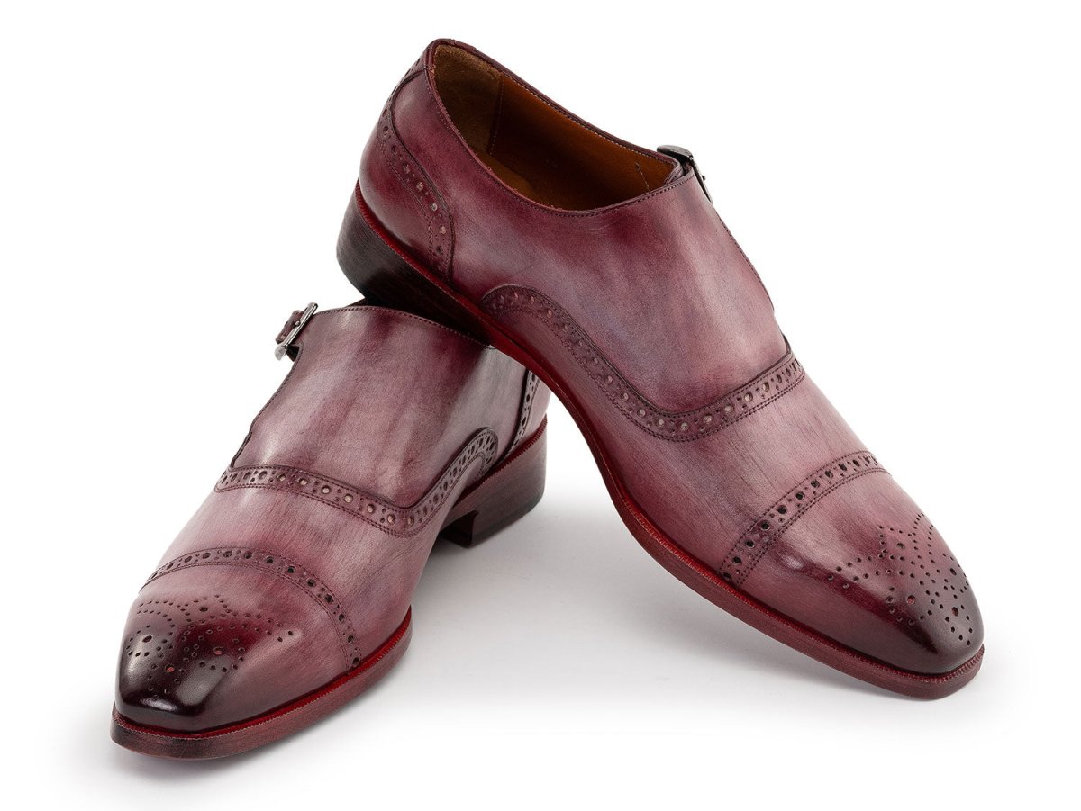 Paul Parkman Men's Cap Toe Monkstrap Shoes In Burgundy Shoes by Paul Parkman – Don't Panic Shoes