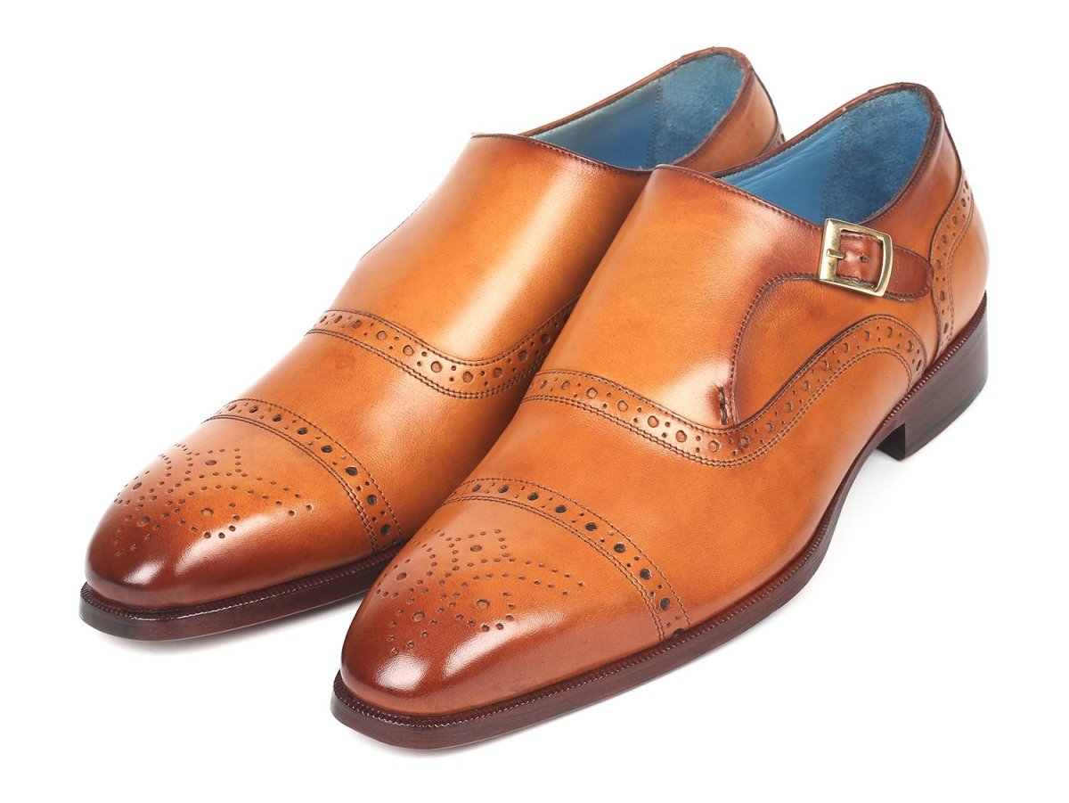 Paul Parkman Men's Cap Toe Monkstrap Shoes In Cognac Shoes by Paul Parkman – Don't Panic Shoes