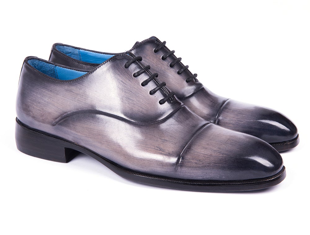 Paul Parkman Men's Cap Toe Oxfords Gray Burnished (Id1744 - Gry) by Paul Parkman – Don't Panic Shoes