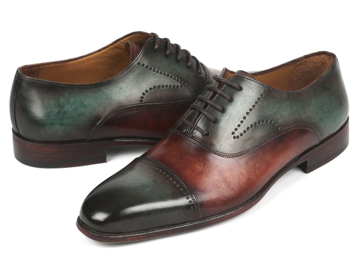 Paul Parkman Men's Cap Toe Oxfords Green And Brown (Id314 - Grnbrw) by Paul Parkman – Don't Panic Shoes
