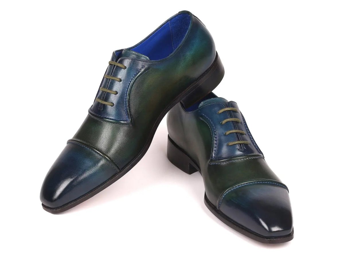 Paul Parkman Men's Cap - Toe Oxfords In Blue And Green Shoes by Paul Parkman – Don't Panic Shoes